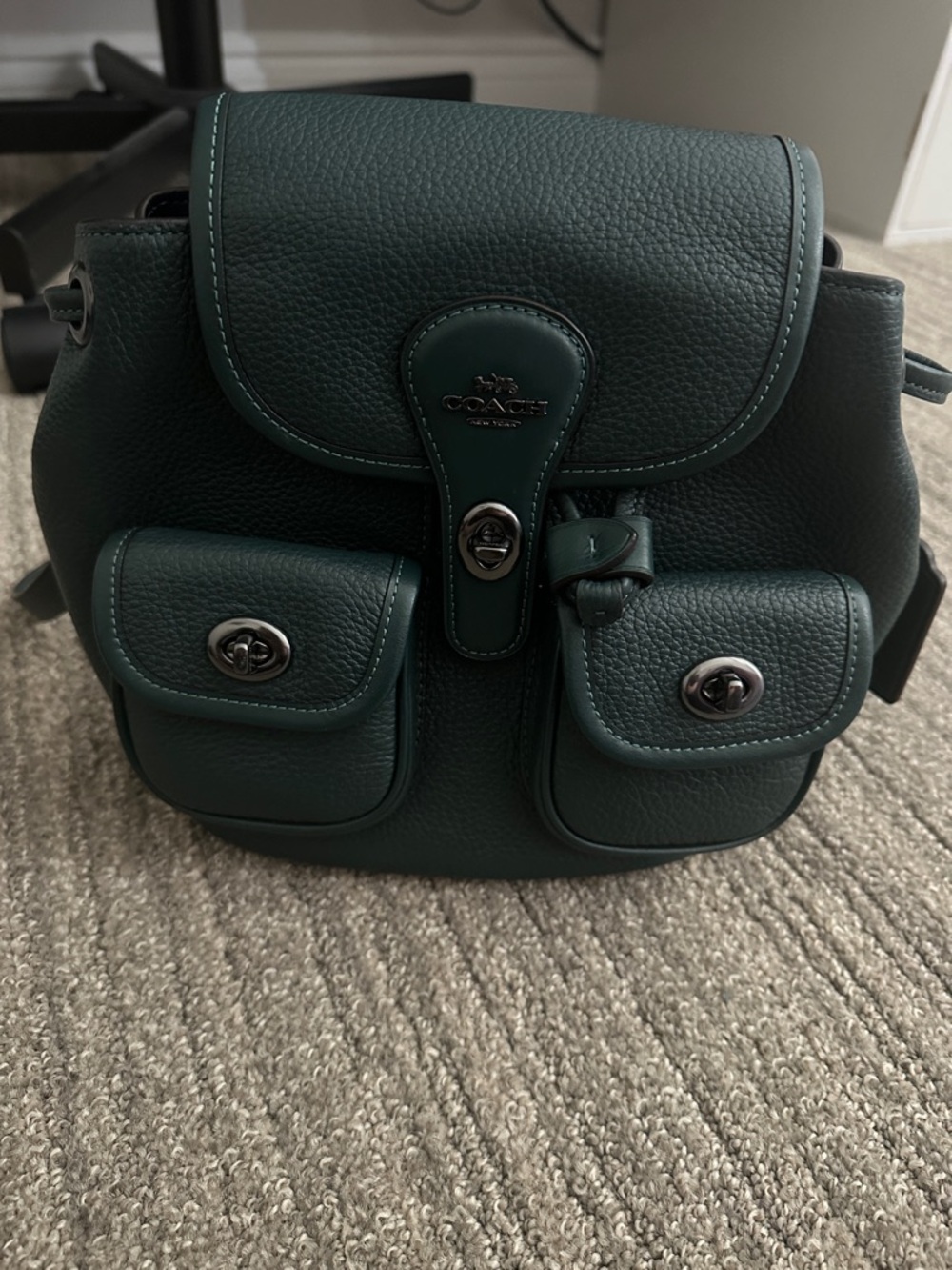 Coach Hadley Backpack in Dark Green with Gunmetal